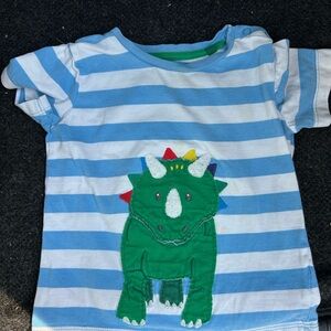 Striped Blue and White Kids Dinosaur Shirt